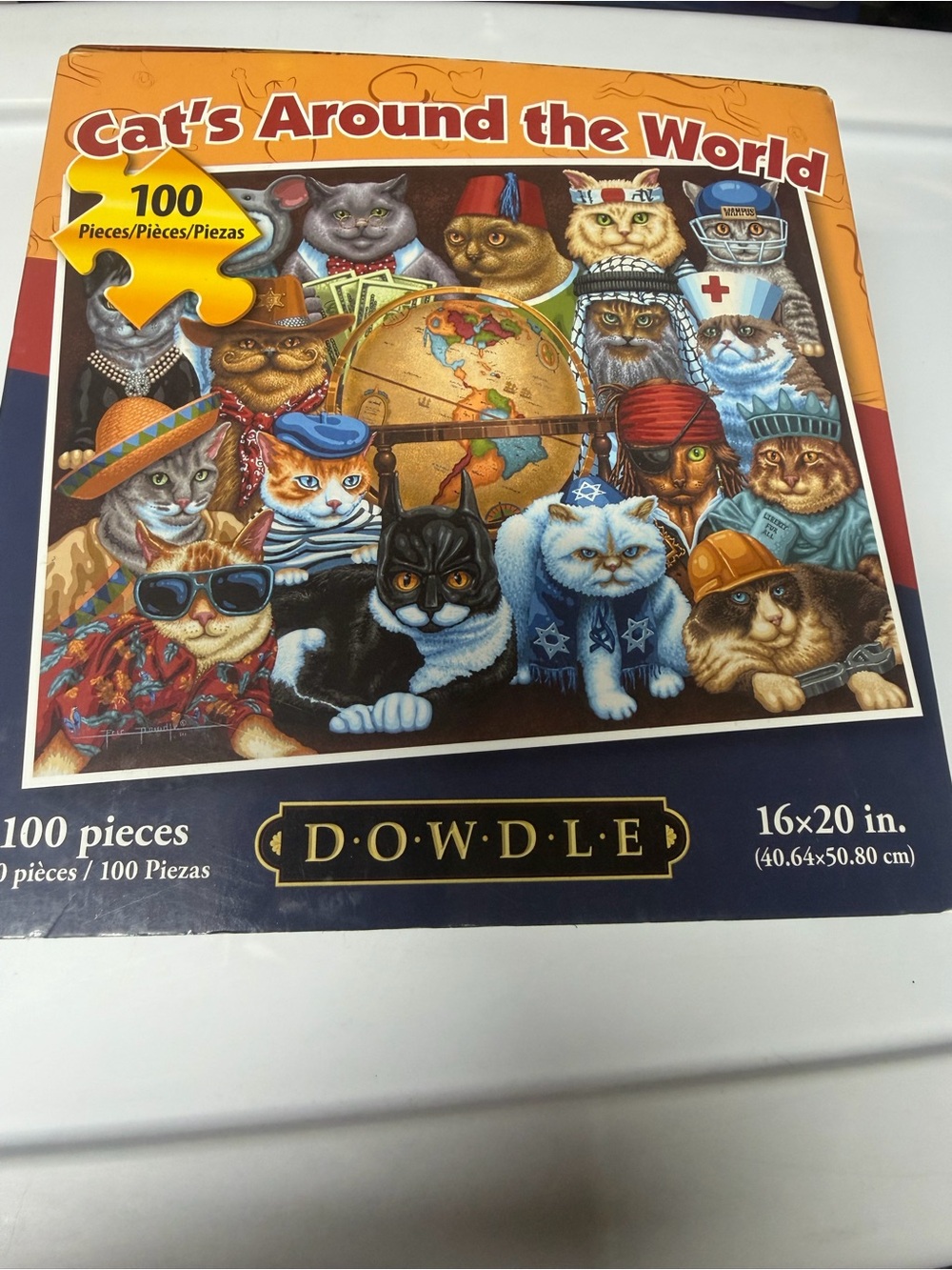 Dowdle Cat’s Around the World 100 Piece Jigsaw Puzzle Complete 16x20 - Picture 1 of 3
